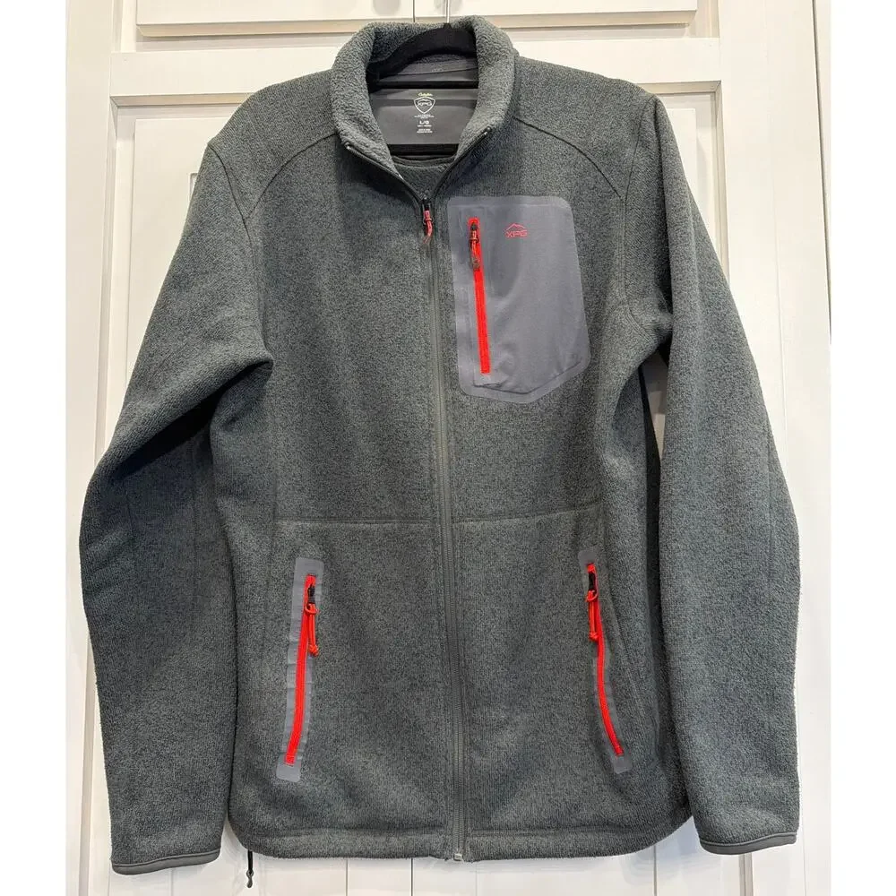 Cabelas XPG zip front Gray fleece jacket LG